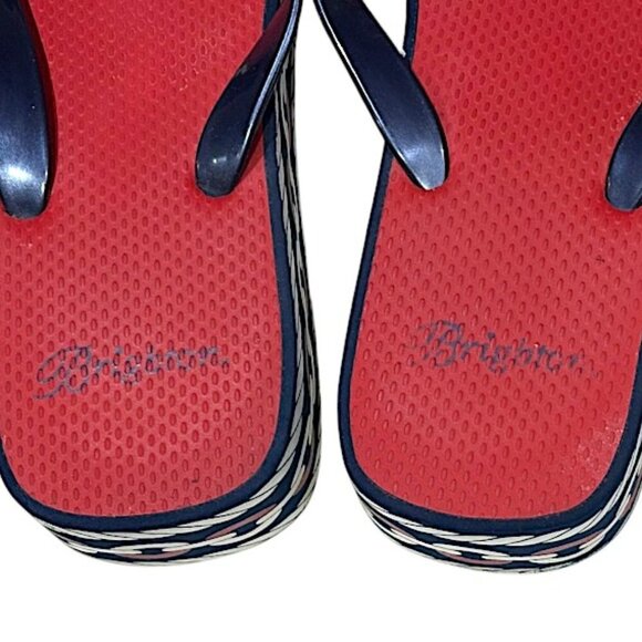 Brighton Wedge Medallion Red White Blue Flip Flop Thong Sandal Size 10 - Picture 5 of 10
